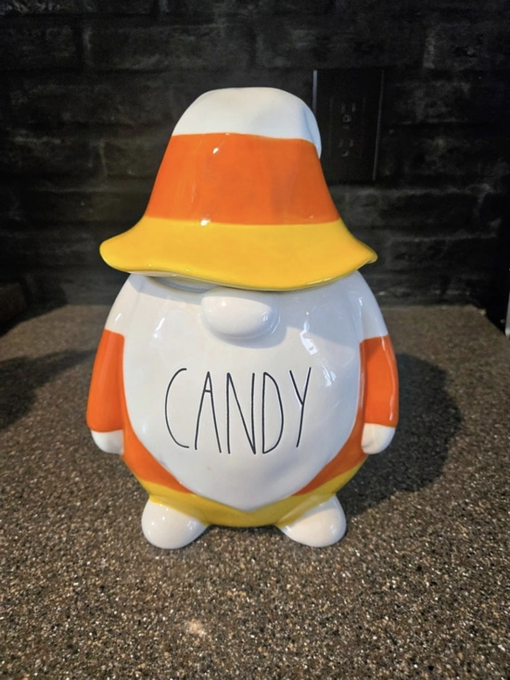 Rae Dunn Candy Corn Gnome Cookie Jar